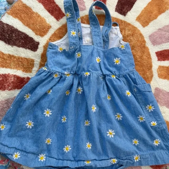 Hanna Andersson Blue Daisy Camomile Toddler Girls Kids Overall Dress - Picture 2 of 3